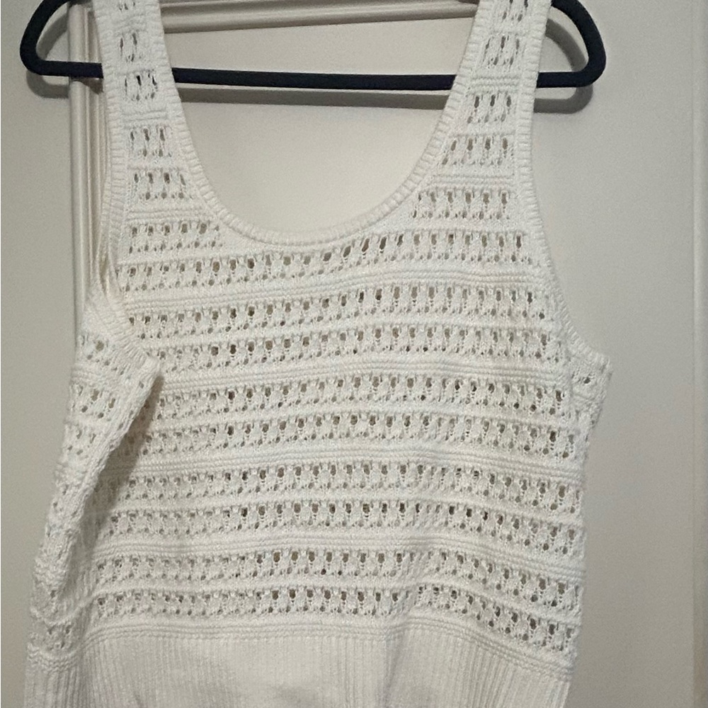Cream Crochet Knit Tank Top